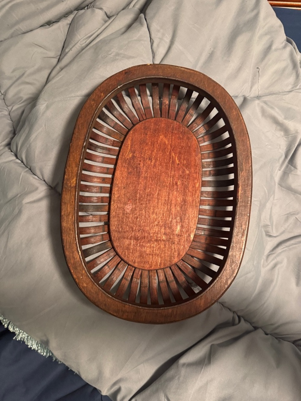 Wooden Decorative Oval Basket - Warm Mahogany Tone - Picture 1 of 8